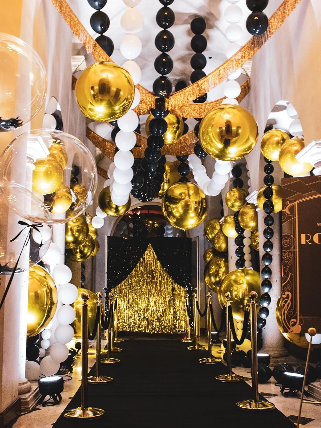 Skiennix Black & Gold Link Balloons - 60Pcs 6-Inch Metallic Latex for Parties & Celebrations