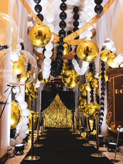 Skiennix Black & Gold Link Balloons - 60Pcs 6-Inch Metallic Latex for Parties & Celebrations