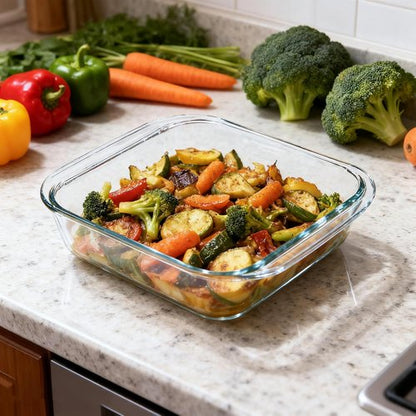 Glass Baking Dish - 1.9qt Square 8x8 Oven Safe Baking Pan | Durable & Versatile Cookware