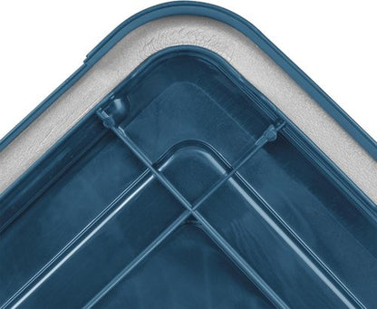 IRIS USA WeatherPro 74 Qt Eco-Friendly Storage Bins - BPA-Free, Stackable & Nestable, 4 Pack - Navy