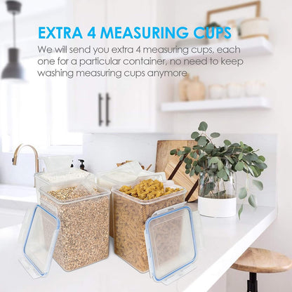 Vtopmart Large Food Storage Containers - 5.2L BPA-Free Airtight Canisters with Lids & Measuring Cups | Blue, 4-Pack