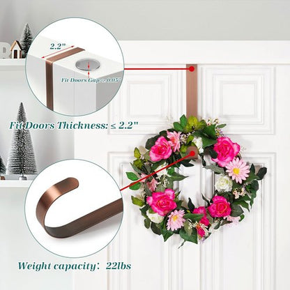 HOOSUN Metal Wreath Hanger - 12 Inch Over The Door Hook for 4th of July Decorations | Holds 20 Lbs