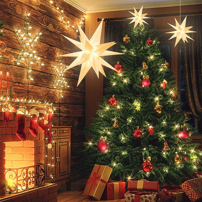 23" Plug-in Moravian Star Outdoor Light with Timer - 3D PVC Christmas Star IP44 Waterproof