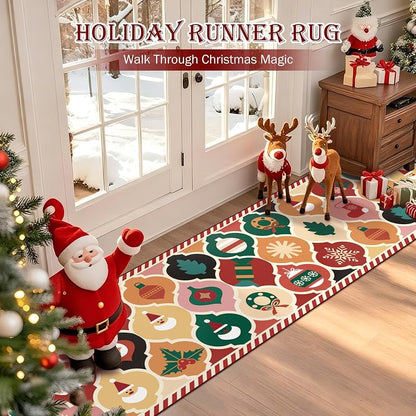 nesrt 2x8 Ft Christmas Runner Rug — Moroccan Trellis Non-Slip Washable