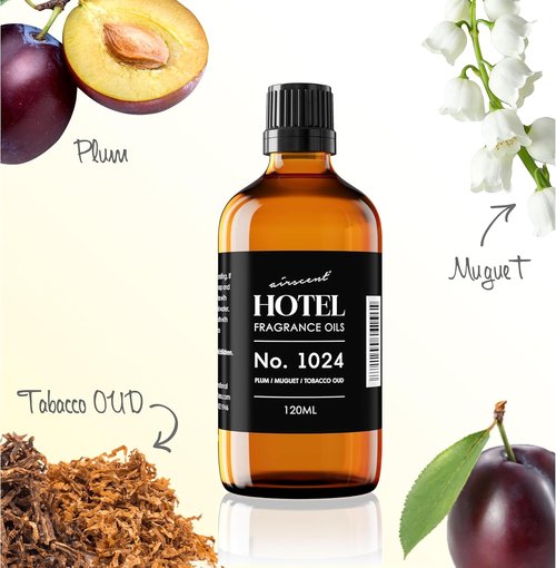 AirScent Hotel Diffuser Oil No. 1024 | Plum Muguet Tobacco Oud - Premium 10 ml Fragrance for Diffusers