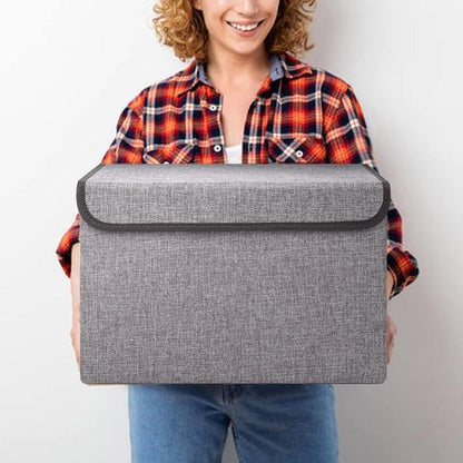 Bagnizer Collapsible Storage Bins - Large 17" 42 Quart Fabric Boxes with Lids | 3-Pack, Gray Closet Organizers