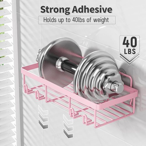 Liuoud Shower Caddy Organizer - 10 Pack Rustproof Stainless Steel Wall Storage Baskets | Pink
