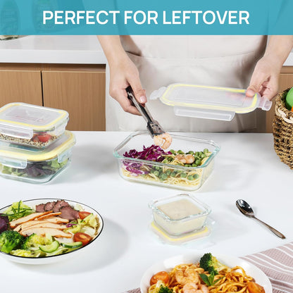 Vtopmart Glass Food Storage Containers - 8 Pack with Airtight Lids | BPA-Free Meal Prep for Microwave, Oven, Freezer