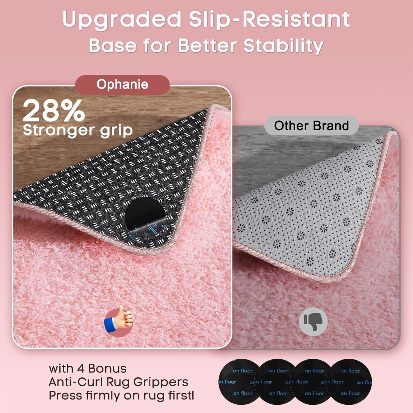 Ophanie Pink Shag Area Rug - Soft Fluffy Furry Carpet for Kids' Bedroom | 4x6 Cute Plush Decor