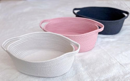 GiftExpress White Woven Easter Basket - 13" x 8" x 5" Cotton Rope Organizing Baskets with Handle for Baby Items or Cat & Dog Toys - Cute Soft Gift Basket Bin w/ Handles for Wicker Storage