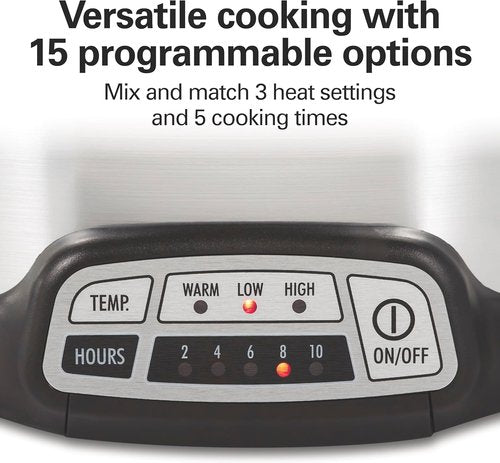 Hamilton Beach 7 Quart Programmable Slow Cooker - Flexible Programming & Dishwasher-Safe Design, Silver