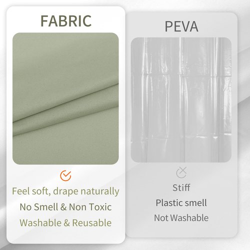 ALYVIA SPRING Extra Long Fabric Shower Curtain Liner Waterproof - 72" x 84", Soft & Lightweight XL Shower Curtain with 3 Magnets, Machine Washable - 72x84, Desert Sage