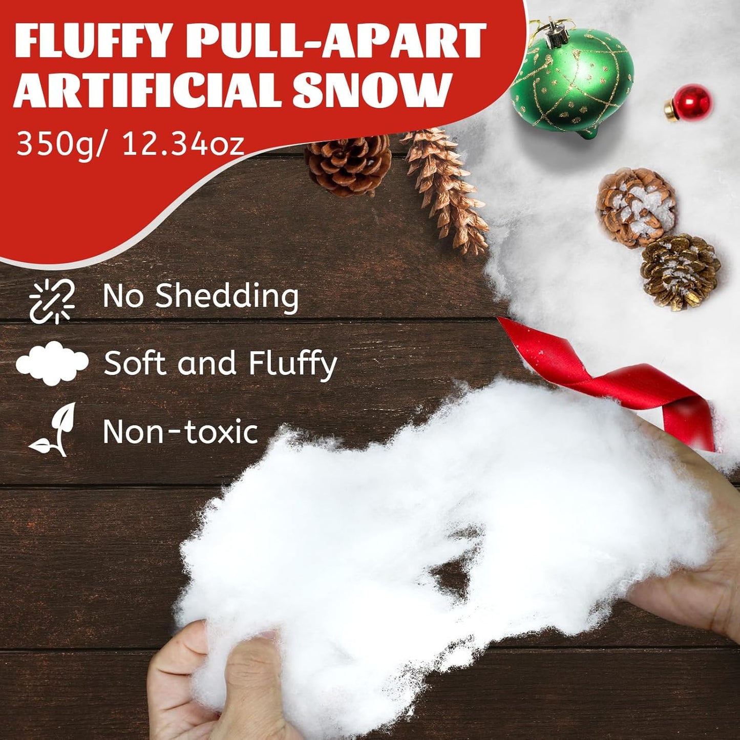CH HAICHENG Christmas Fake Snow | 350g Fluffy Cotton-Like Indoor & Outdoor Decorations