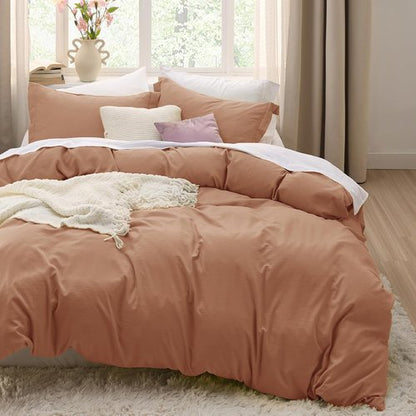 Bedsure Taupe Duvet Cover Set - Extra Soft 3-Piece Bedding in Full Size, 80x90 Inches with Zipper Closure