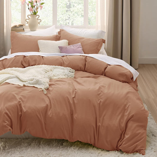 Bedsure King Size Duvet Cover Set - Extra Soft Taupe Prewashed Cotton-Like Polyester, 3 Pieces with Zipper Closure