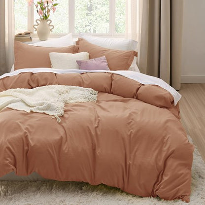 Bedsure Taupe Duvet Cover Twin/Twin XL Size - 2 Pieces Prewashed Cotton-Like Polyester Extra Soft Bedding Set, Includes 1 Twin Duvet Cover 68''x90'' with Zipper Closure & 1 Pillow Sham, No Comforter