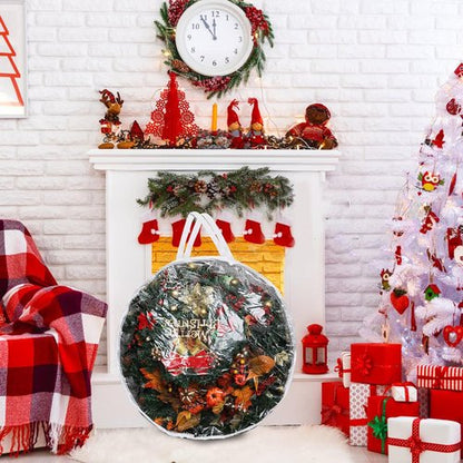 Hedume Wreath Storage Bag - 30" X 12" Clear Container with Dual Zippers | Protect Your Holiday Wreath from Dust and Moisture