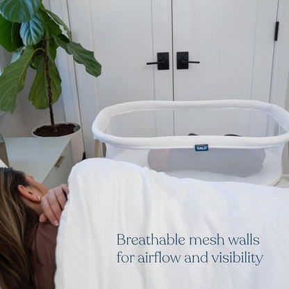 HALO® BassiNest® Essential Sleeper - Portable Baby Bassinet with Breathable Mesh & Storage Shelf - Lightweight Bedside Crib for Newborns