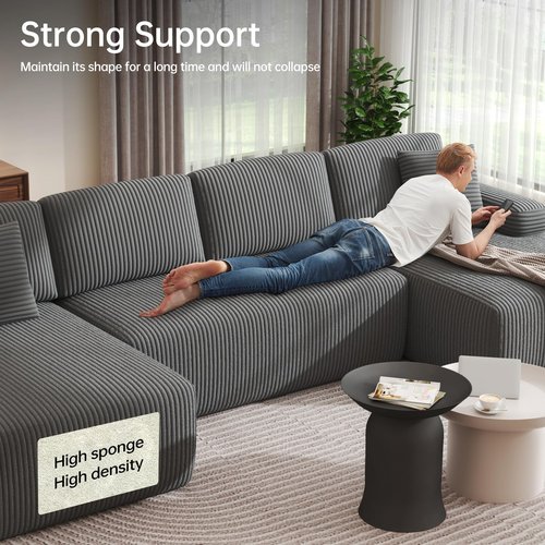 DURASPACE 126.2'' U Shaped Oversize Modular Sectional Sofa with Chaise, Cloud Boneless Comfort Sectional Sofa Couch, Deep Seat Couch, Convertible 4-Seater for Living Room, No Assembly Required