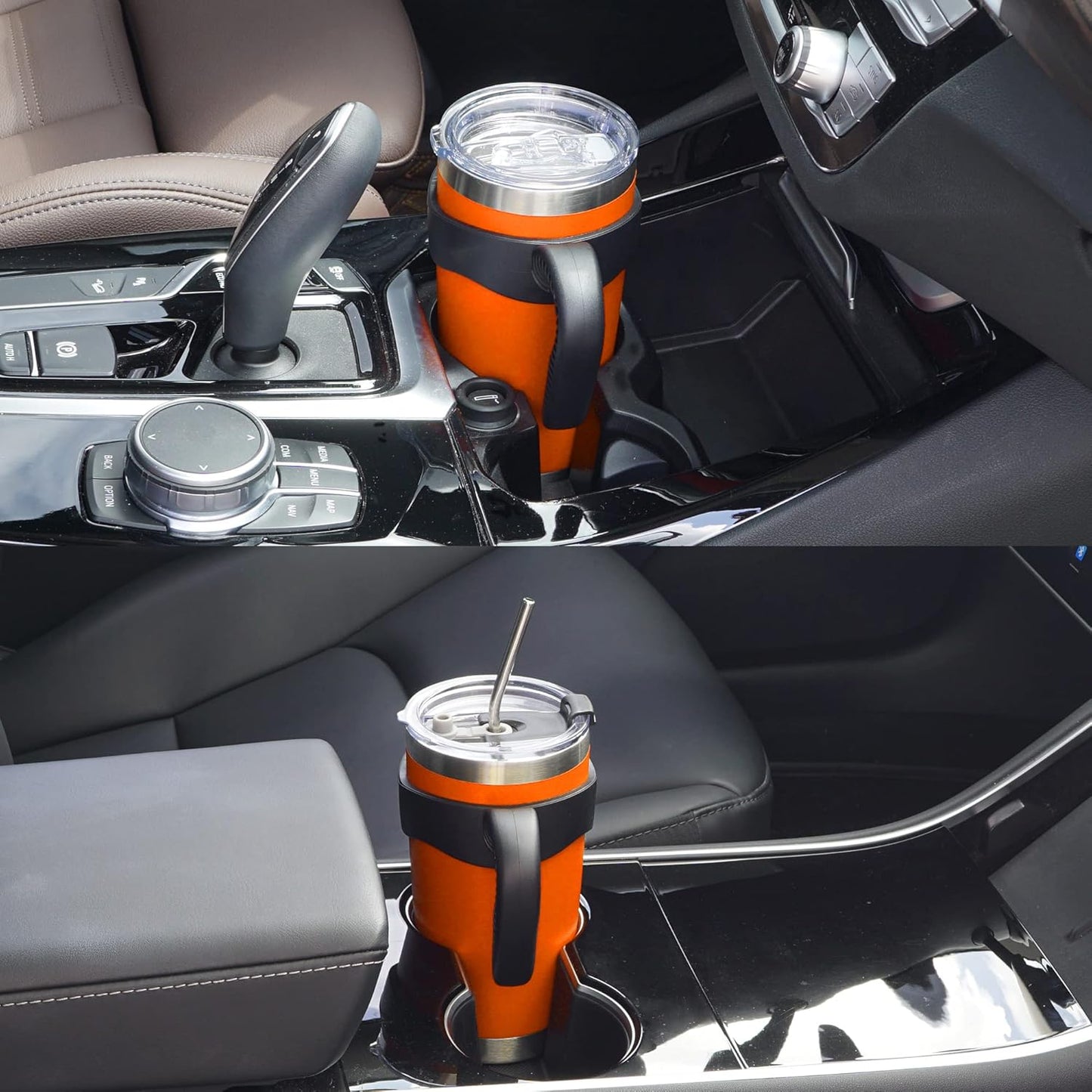 WETOWETO 20oz Stainless Steel Tumbler - Vacuum Insulated Travel Mug with 2 Lids & Straws | Orange