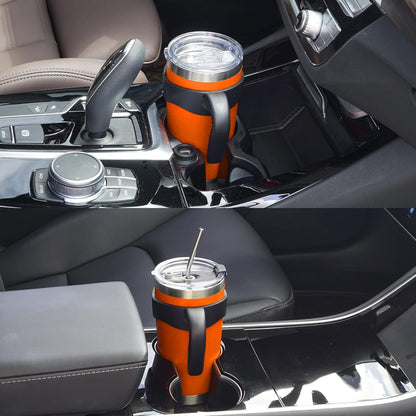 WETOWETO 20oz Stainless Steel Tumbler - Vacuum Insulated Travel Mug with 2 Lids & Straws | Orange