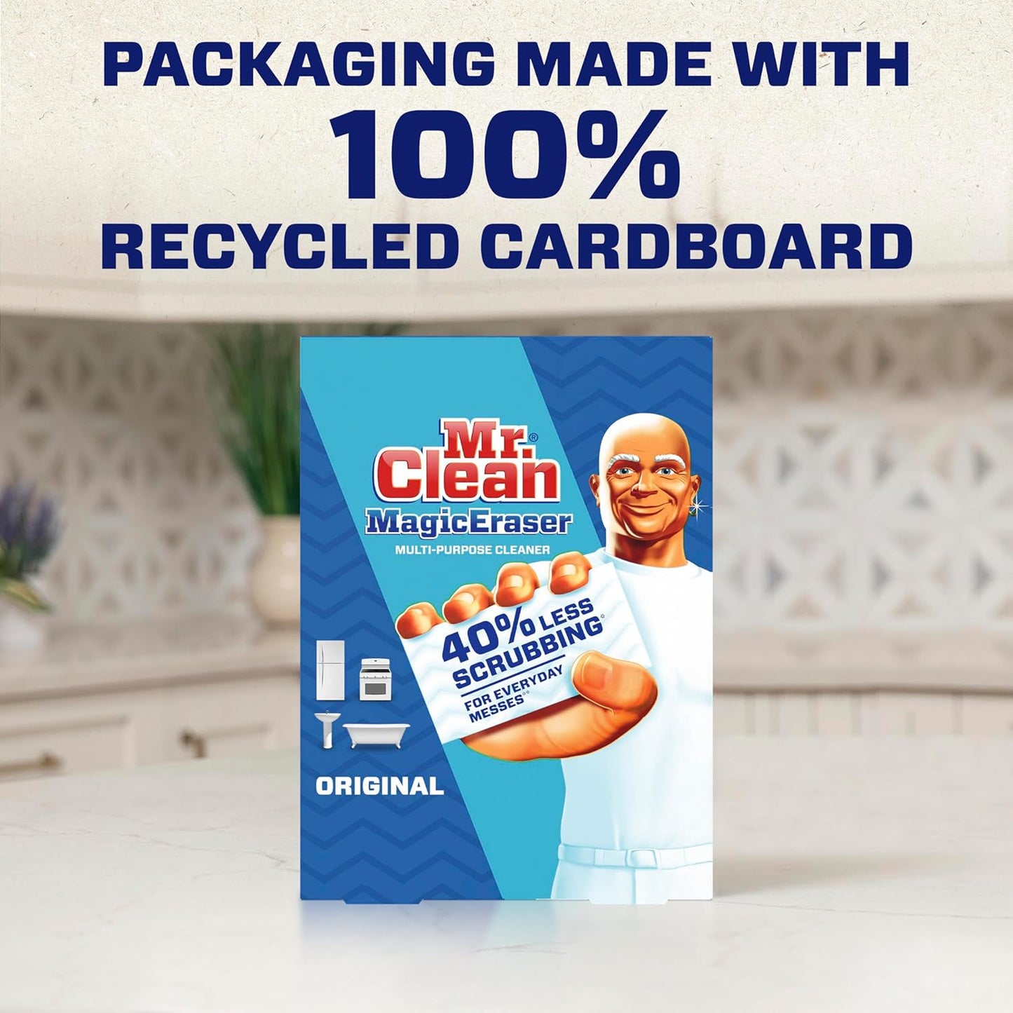 Mr. Clean Magic Eraser Cleaning Pads - Durafoam Technology, White, 12 Count (2 Packs)