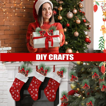 20 Pcs Christmas Fake Pine Branches with Red Berries, Pine Cones & Conifer Picks - Sggvecsy Variation: 20