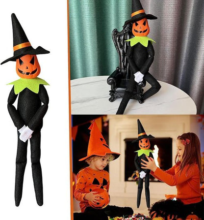 Danoni 14-Inch Handmade Halloween Pumpkin Elf Doll | Festive Tabletop Decoration (Green)