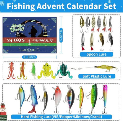 Fishing Advent Calendar 2025 - 24 Days of Premium Fishing Lures | Perfect Christmas Gift for Men & Teens