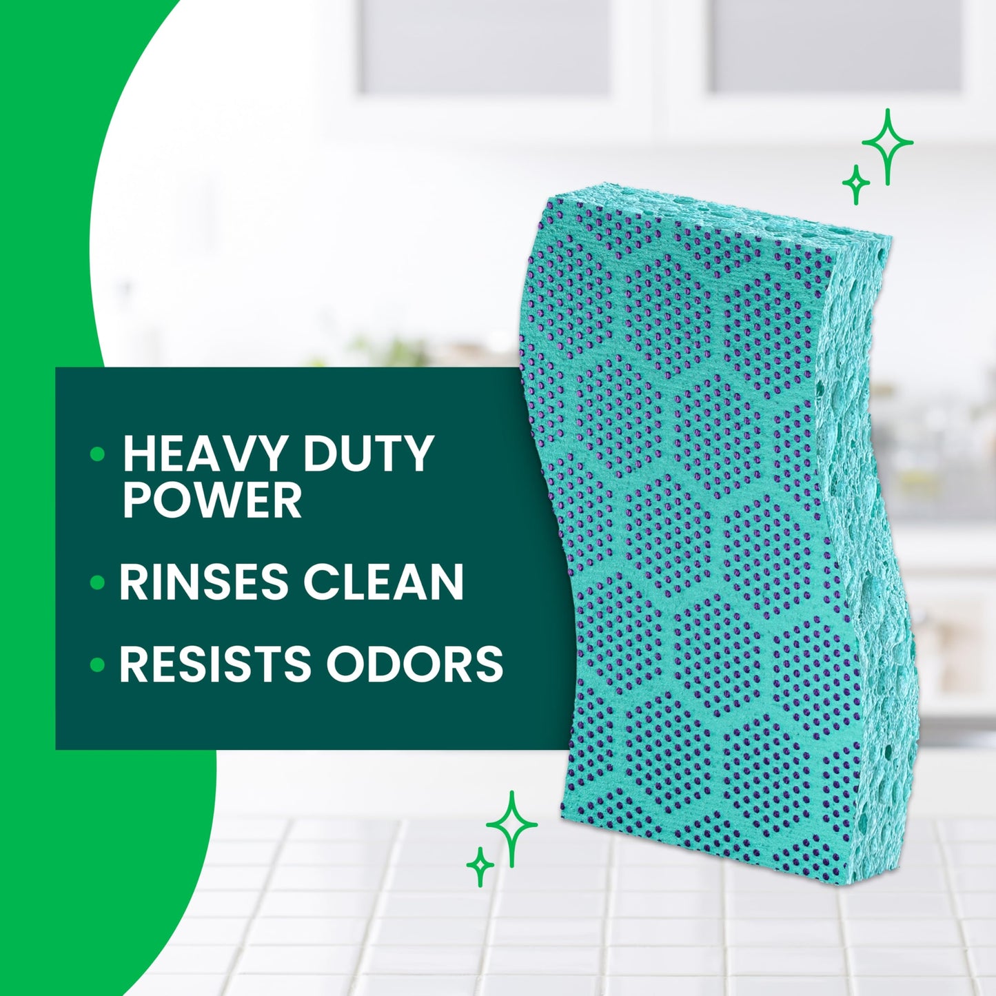 Scotch-Brite Odor Resist Heavy Duty Scrub Sponge, Dishwasher-Safe Kitchen sponges for Serious Scrubbing, Multipurpose Dish Sponge for Stuck-On Messes, 3 Scrubbing Sponges