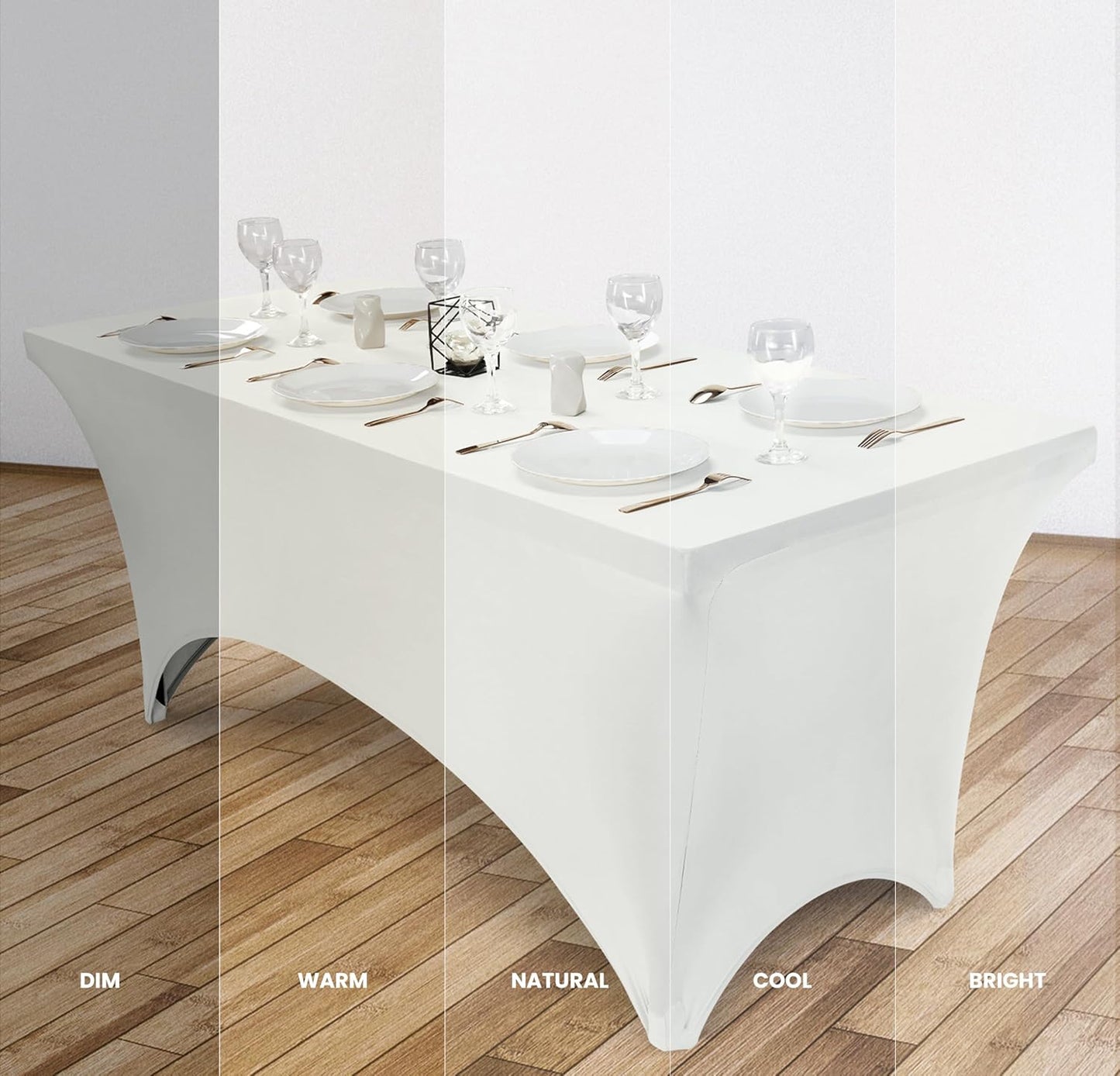 Utopia Kitchen 4FT Spandex Tablecloth - 200 GSM Stretch, Fitted & Washable | 2 Pack, White, 48x30x30 Inch