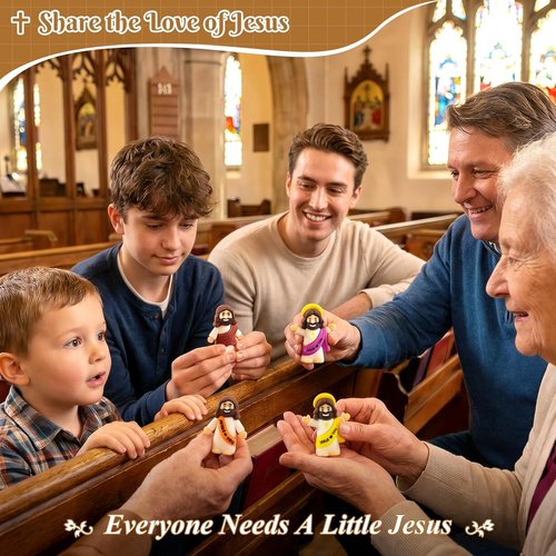 Little Jesus Figures - 30 Pack Mini Jesus Loves You Figurines for Religious Giveaways & Easter Egg Stuffers