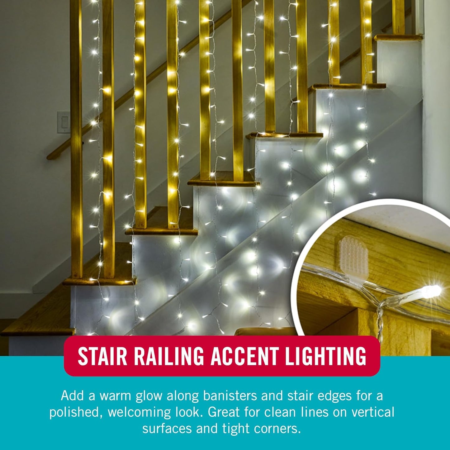 VELCRO Brand Indoor Light Clips - Damage-Free String Light Holders, Transparent, 48 Pack, Up to 100 ft
