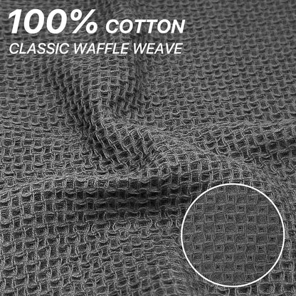 Skiennix 100% Cotton Waffle Weave Kitchen Towels - Ultra Soft & Absorbent 8 Pack | Quick Drying, Dark Grey, 12x12 Inches