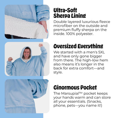 THE COMFY Original Quarter-Zip | Floor Length Sherpa Lined Microfiber Fleece Wearable Blanket, Oversized Design with Hood and Pocket, From Shark Tank, for Women & Men, Warm and Cozy Gifts