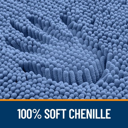 OLANLY Bathroom Rugs 24x16, Extra Soft Absorbent Chenille Bath Rugs, Rubber Backing Quick Dry, Machine Washable Bath Mats for Bathroom Floor, Tub and Shower, Home Decor Accessories, Cornflower Blue