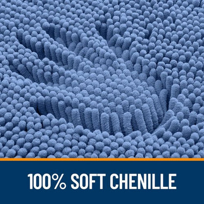 OLANLY Bathroom Rugs 47x17, Extra Soft Absorbent Chenille Bath Rugs, Rubber Backing Quick Dry, Machine Washable Bath Mats for Bathroom Floor, Tub and Shower, Home Decor Accessories, Cornflower Blue