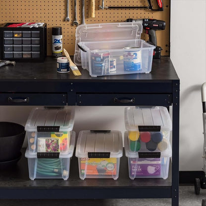 6-Pack 13.5 Qt Stackable Storage Bins with Secure Latching Lids - Lightweight Multipurpose Organizers (Variation: 6+13.5qt)