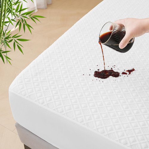 KUUP Waterproof Queen Mattress Protector- Hypoallergenic Odor-Free Rayon Derived from Bamboo, Breathable Cooling 3D Air Noiseless Mattress Cover Fits 11" Deep Pockets
