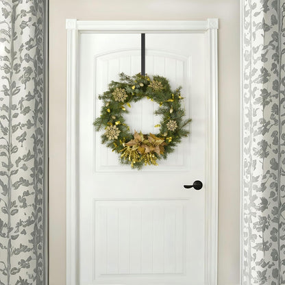 Skiennix Wreath Hanger - 12" Over Door Hook for Coats, Bags & Seasonal Decor | Black