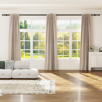 YaFex Heavy Duty Curtain Rods - Adjustable 32-150 Inch, Black Finish with Aluminium Finials | Easy Installation
