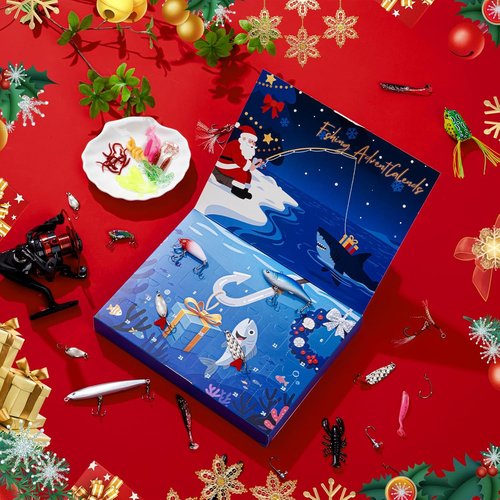 Fishing Advent Calendar 2025 - 24 Days of 114 Pcs Fishing Lures Set | Perfect Xmas Gift for Men & Teens