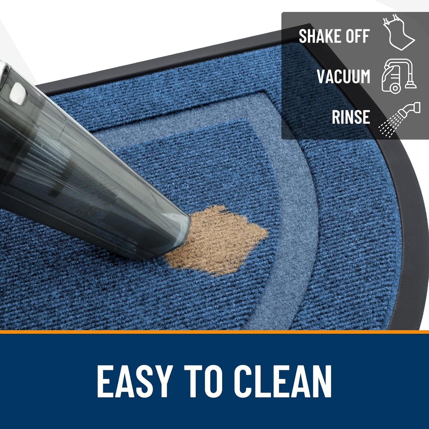 OLANLY Half Circle Door Mat - Waterproof All-Season Welcome Mat | Sturdy Natural Rubber, 33x21, Light Blue