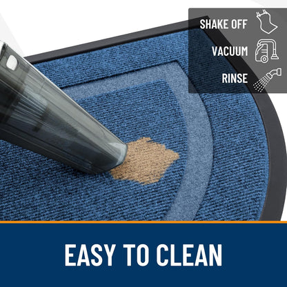 OLANLY Half Circle Door Mat - Waterproof All-Season Welcome Mat | Sturdy Natural Rubber, 33x21, Light Blue