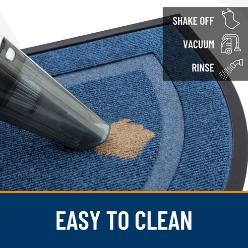 OLANLY Half Circle Door Mat Indoor Outdoor Entrance Welcome, Waterproof All-Season, All-Weather Doormat, Sturdy Natural Rubber, Low Profile, Easy Clean Patio Porch Entryway Mat, 59x34, Light Blue