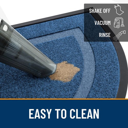 OLANLY Half Circle Door Mat Indoor Outdoor Entrance Welcome, Waterproof All-Season, All-Weather Doormat, Sturdy Natural Rubber, Low Profile, Easy Clean Patio Porch Entryway Mat, 59x34, Light Blue