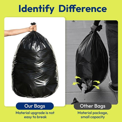 Heavy Duty Contractor Trash Bags - 33 Gallon, 1.0 Mil, Leakproof Black Garbage Bags for Construction & Yard Debris