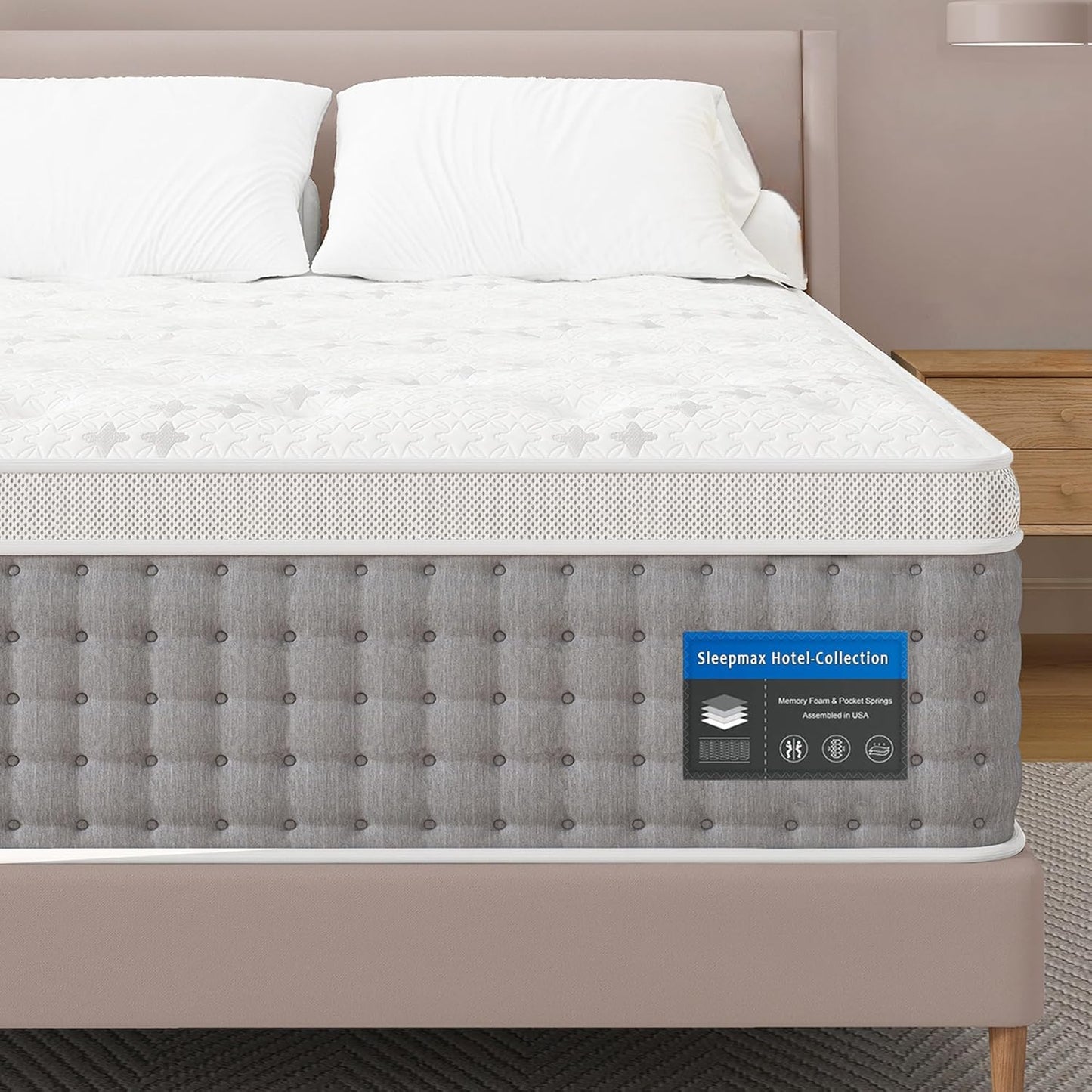 Sleepmax Extra Firm Full Mattress - 12 Inch Hybrid Design for Lumbar & Hip Support | Pain Relief & Deep Sleep, CertiPUR-US Certified