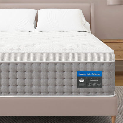 Sleepmax Extra Firm Full Mattress - 12 Inch Hybrid Design for Lumbar & Hip Support | Pain Relief & Deep Sleep, CertiPUR-US Certified