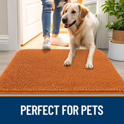 OLANLY Dog Door Mat - Absorbent Non-Slip Mud Mat for Indoor Use | 45x27 Inches, Quick Dry Chenille, Clay